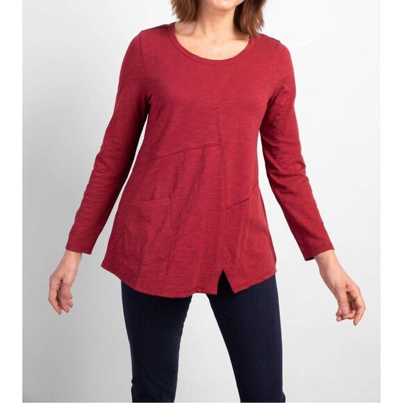 ✨Habitat Cotton Pebble Pocket Sz 2X Tunic In Cranberry✨ - Picture 3 of 11